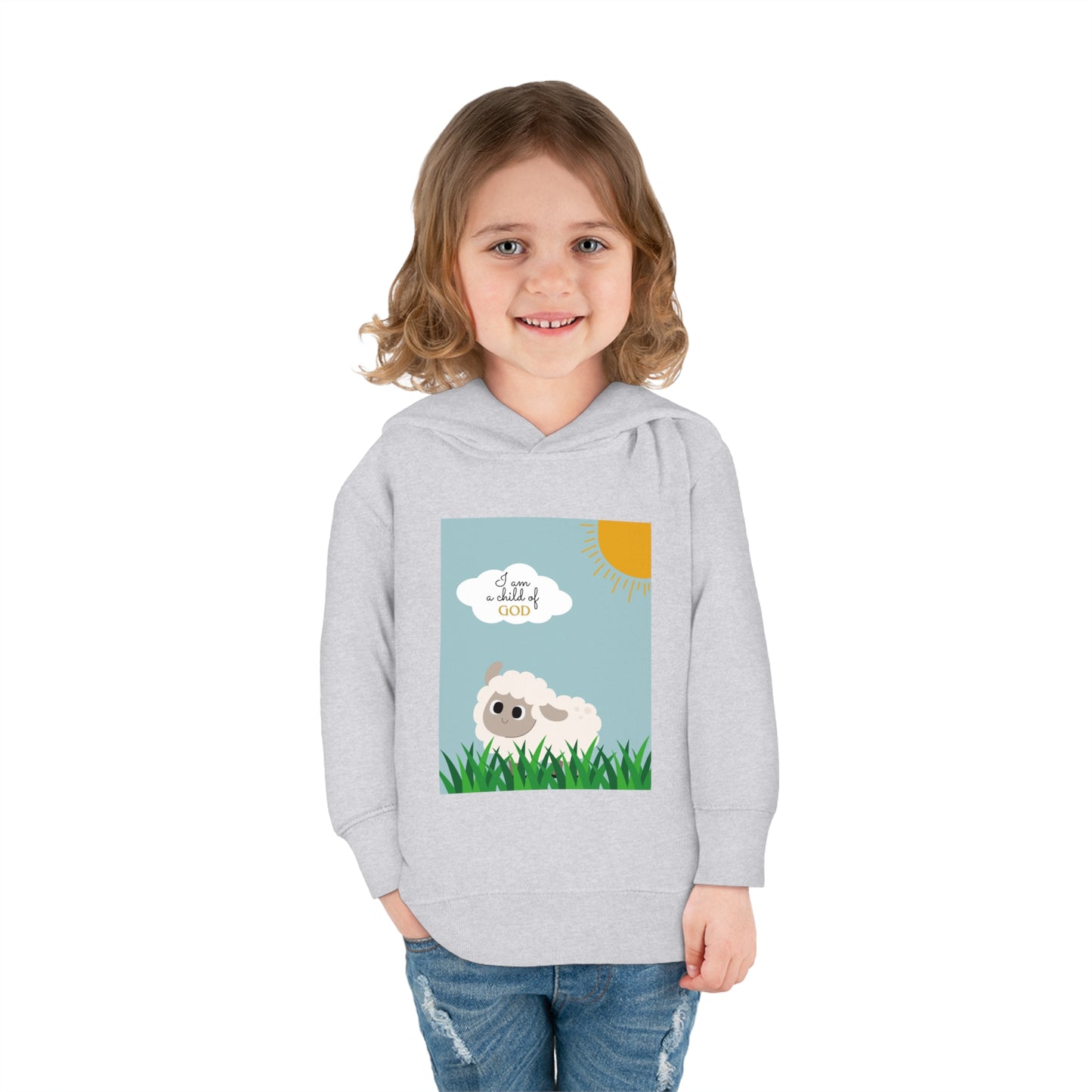 I am a child of God- Toddler Pullover Fleece Hoodie (adorable sheep)