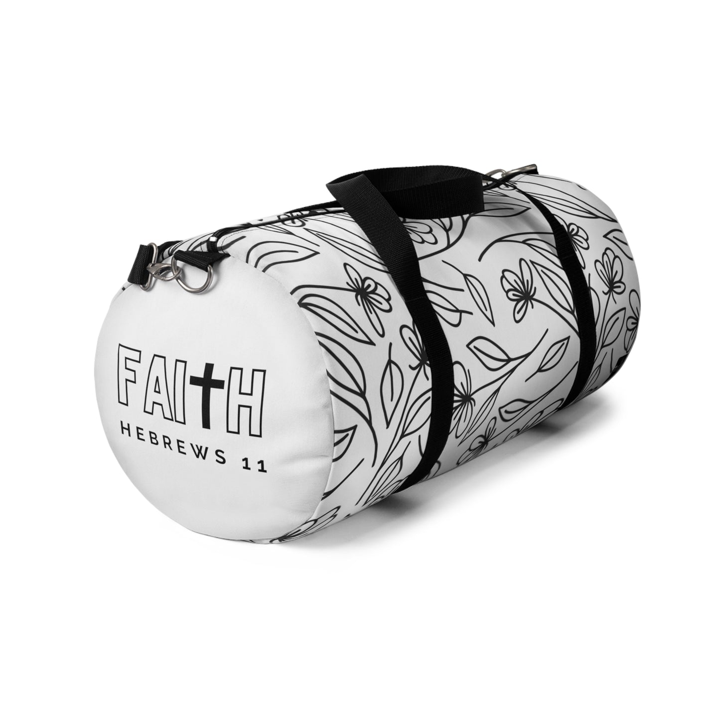 FAITH/Hebrews 11- Duffel Bag (black flowers)