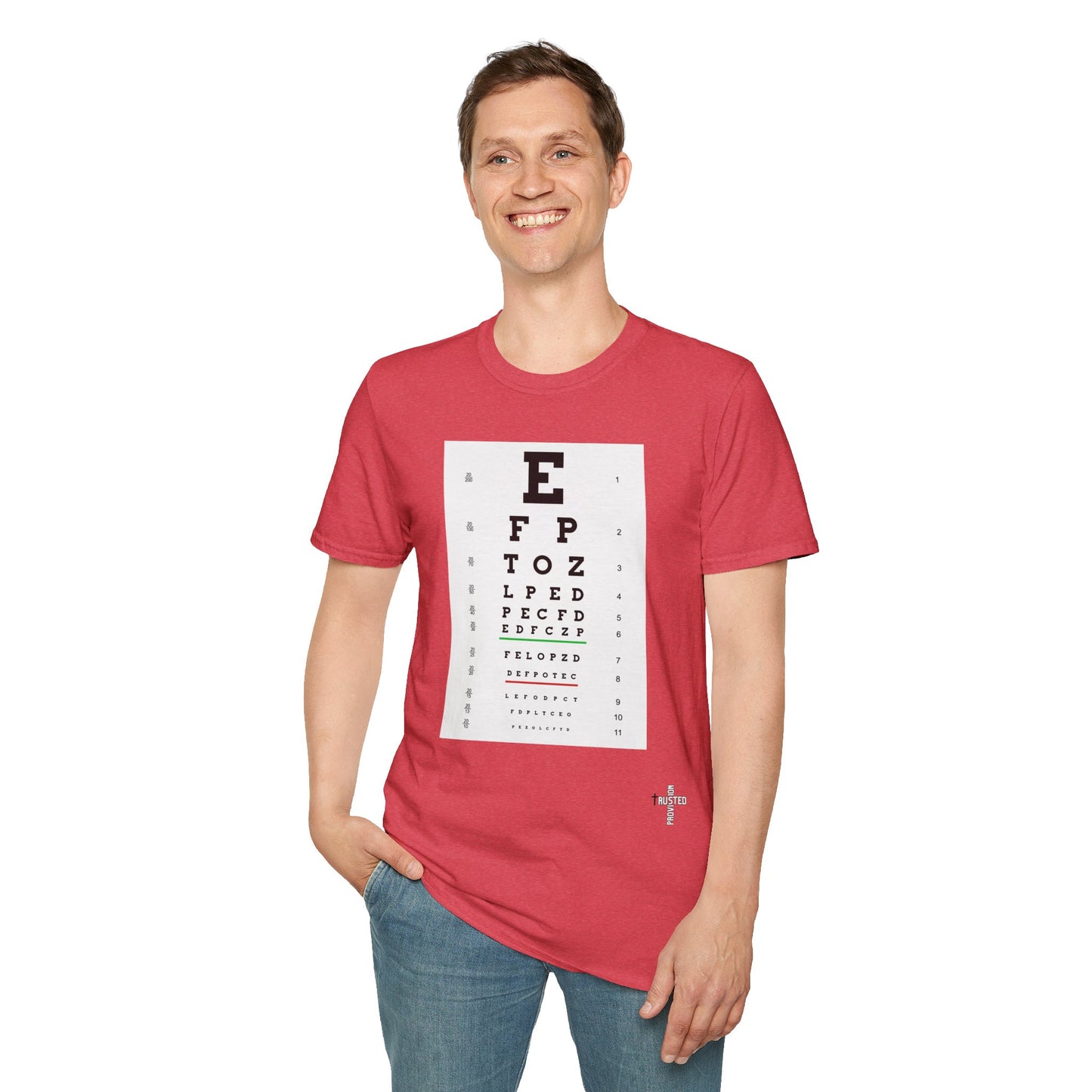 I will walk by FAITH- Unisex Softstyle T-Shirt (eye chart)