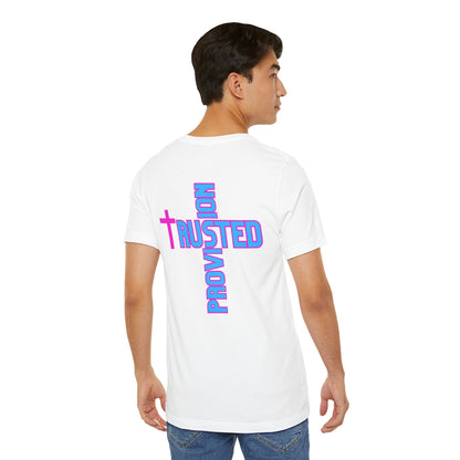Trusted Provision- Unisex T-shirt (pink/blue logo)