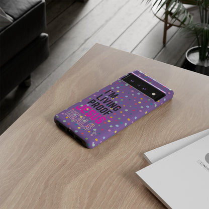 I'm living proof...Jesus Heals- Tough Case (polka dots/light purple)