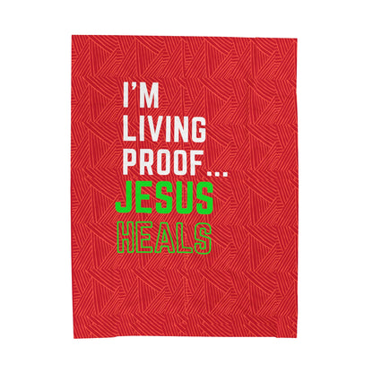 I am living proof...Jesus Heals- Plush Blanket (red)