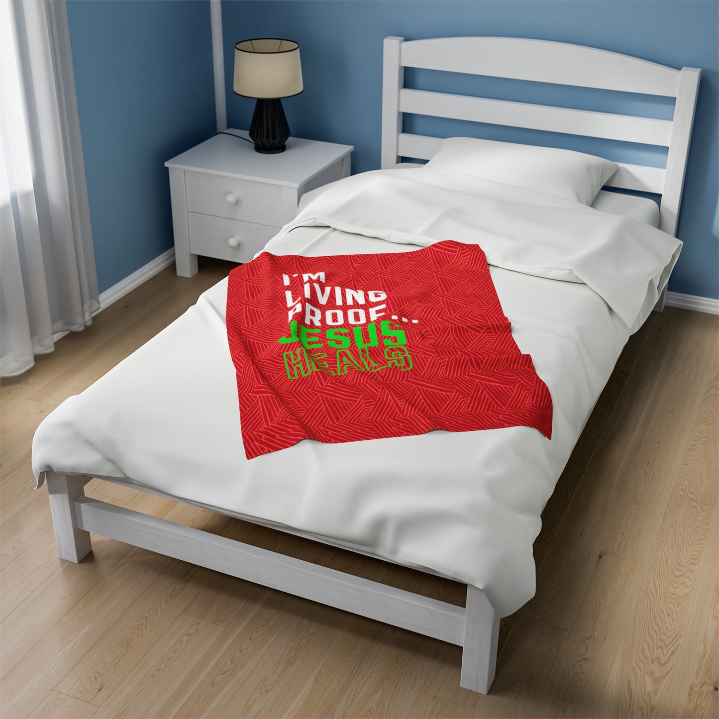 I am living proof...Jesus Heals- Plush Blanket (red)