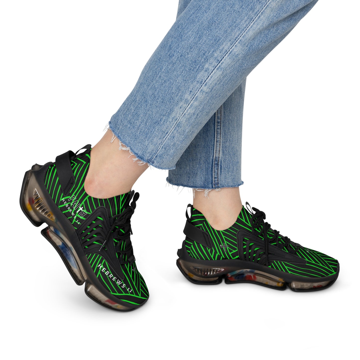 FAITH/Hebrews 11- Women's Sneakers (green lines)