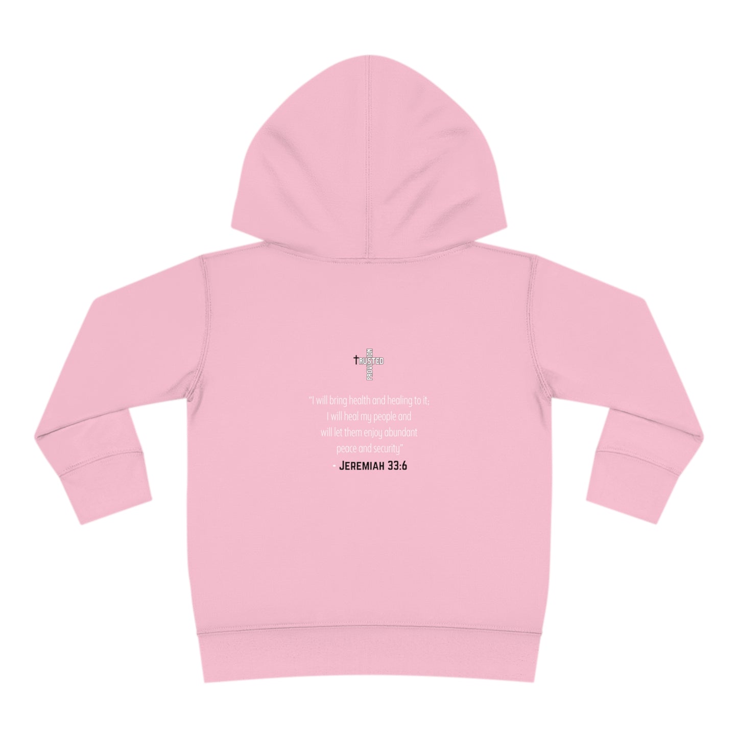 I'm living proof...Jesus Heals- Toddler Pullover Hoodie (pink letters)