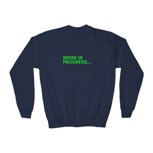 Work in Progress- Youth Crewneck Sweatshirt (neon green)