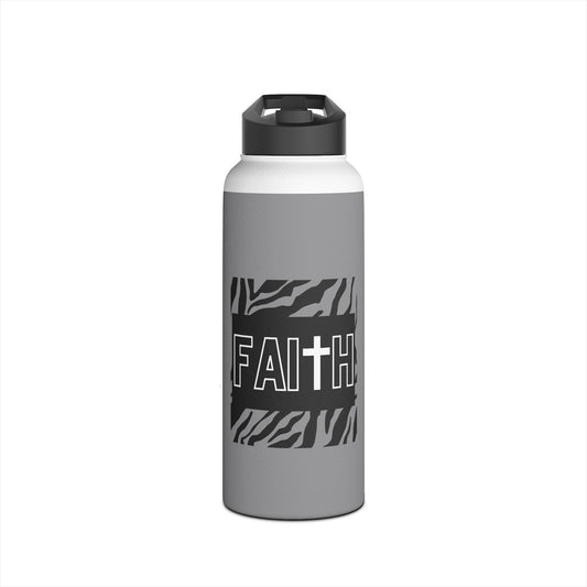 FAITH/Hebrews 11- Stainless Steel Bottle (gray/zebra)