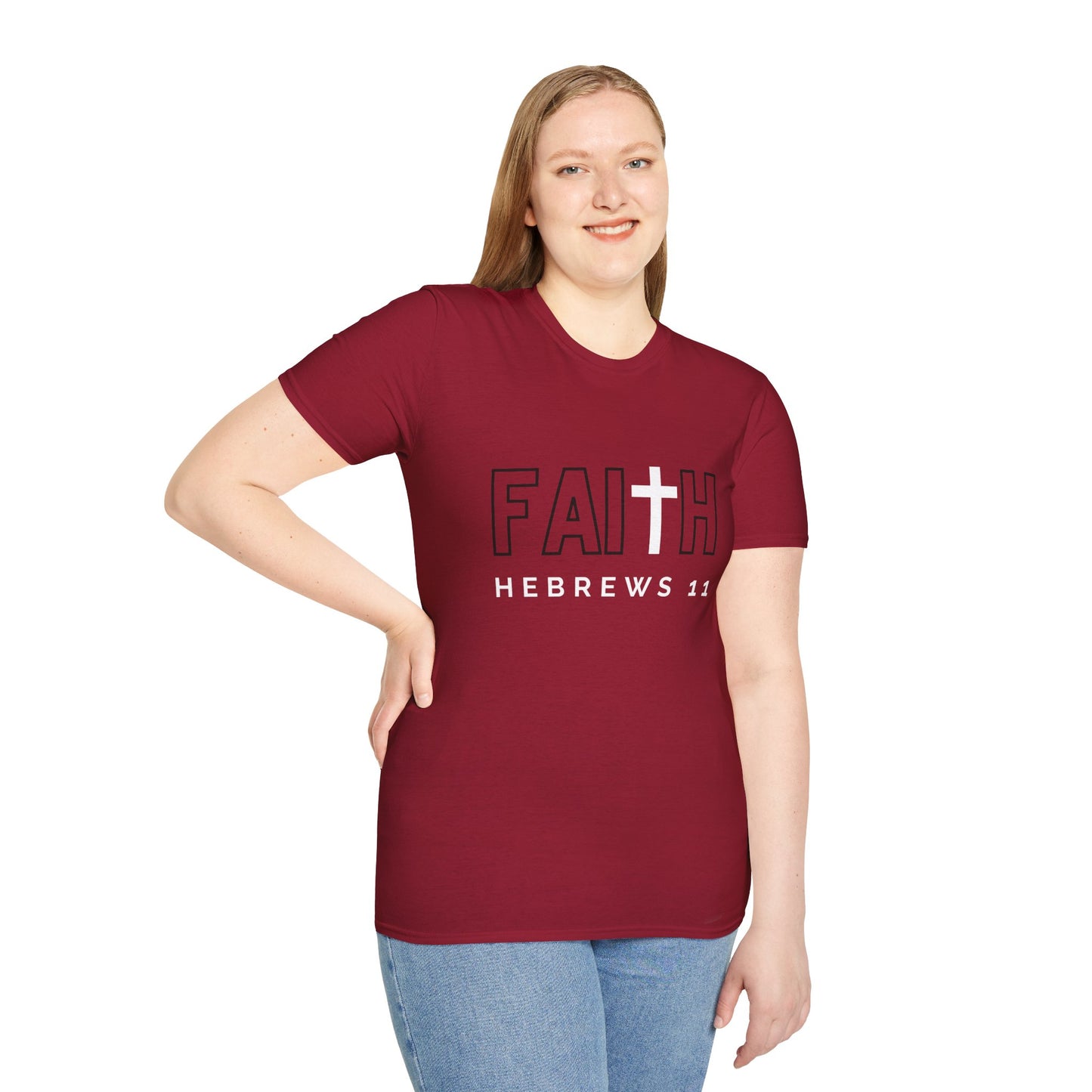 FAITH/HEBREWS 11- Unisex Softstyle T-Shirt (black & white)
