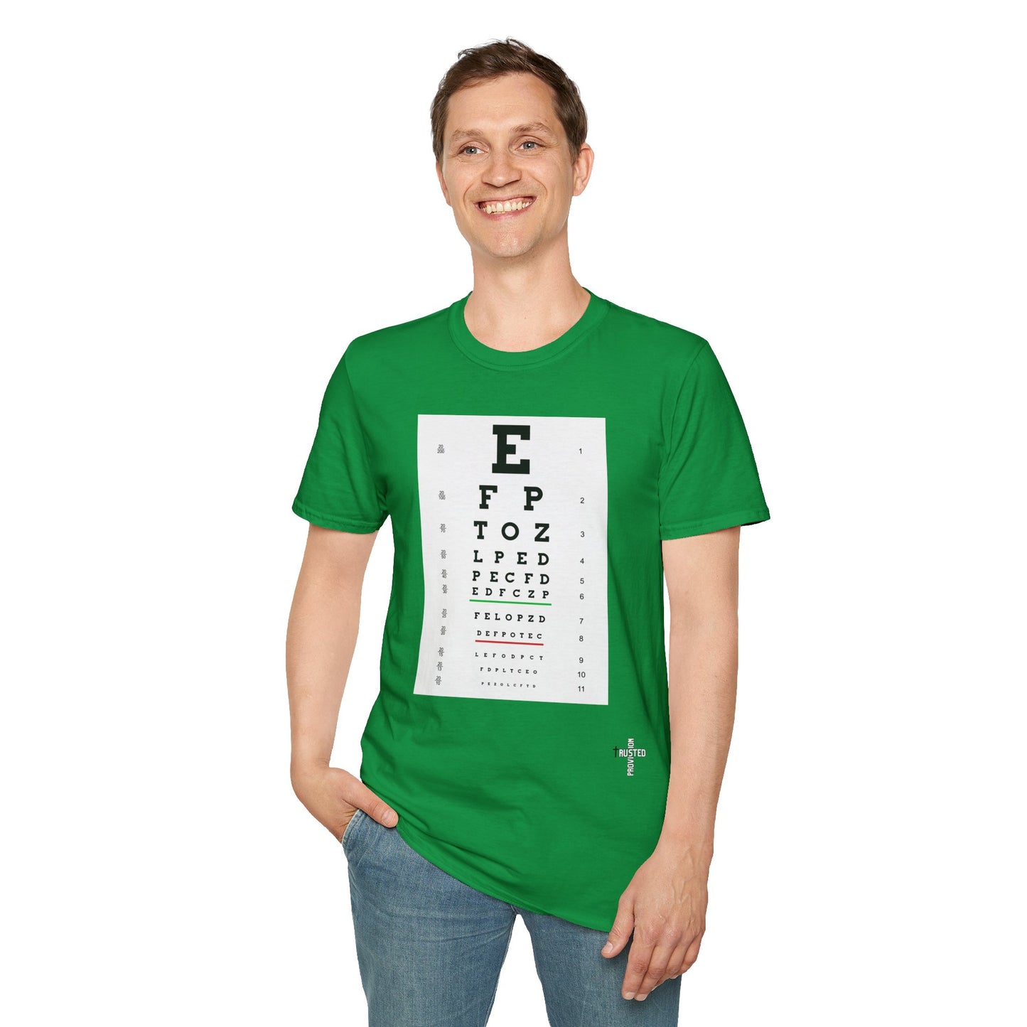 I will walk by FAITH- Unisex Softstyle T-Shirt (eye chart)