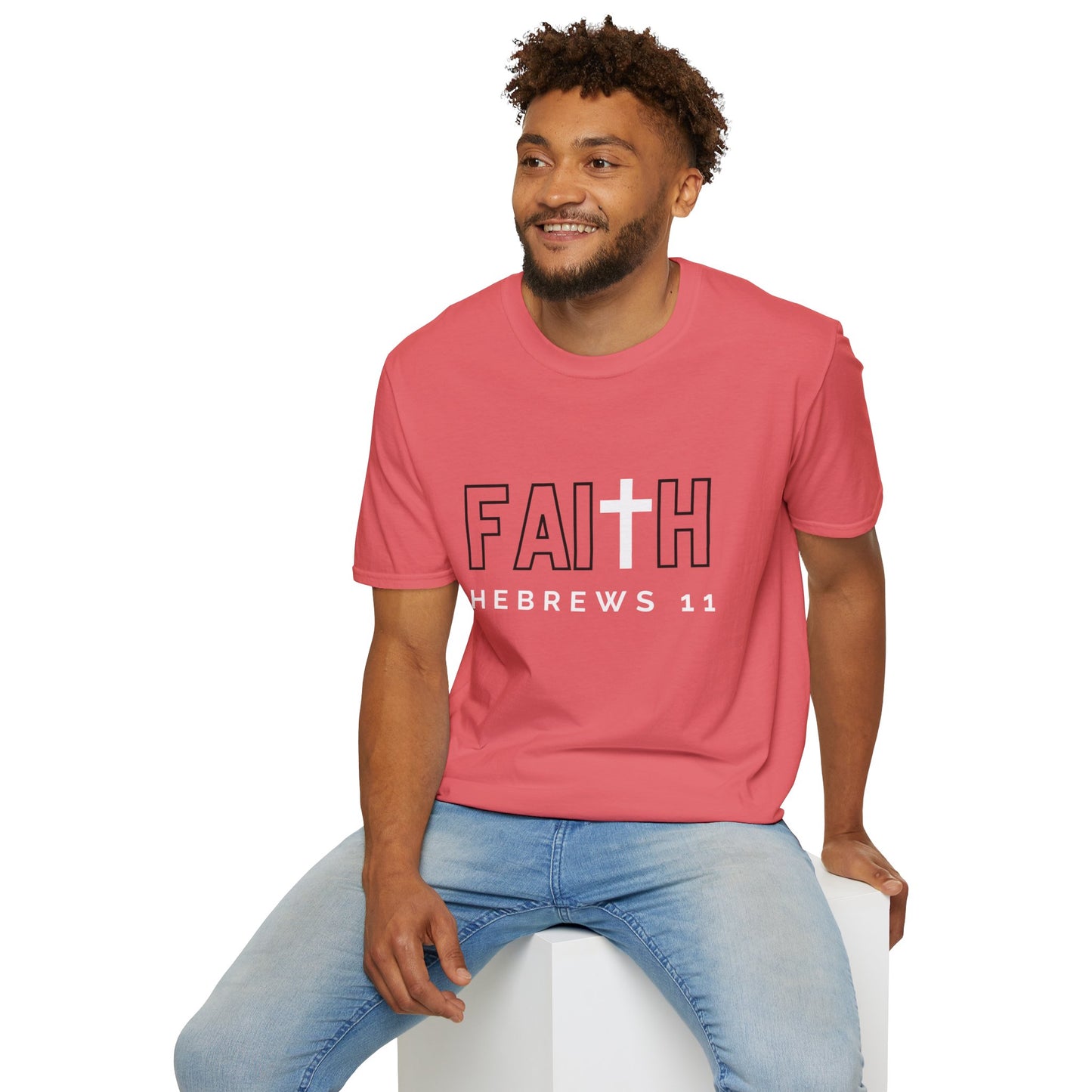 FAITH/HEBREWS 11- Unisex Softstyle T-Shirt (black & white)