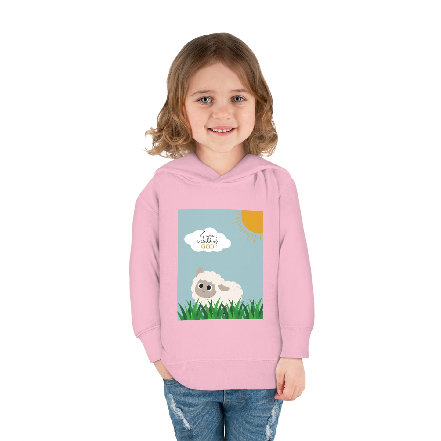 I am a child of God- Toddler Pullover Fleece Hoodie (adorable sheep)