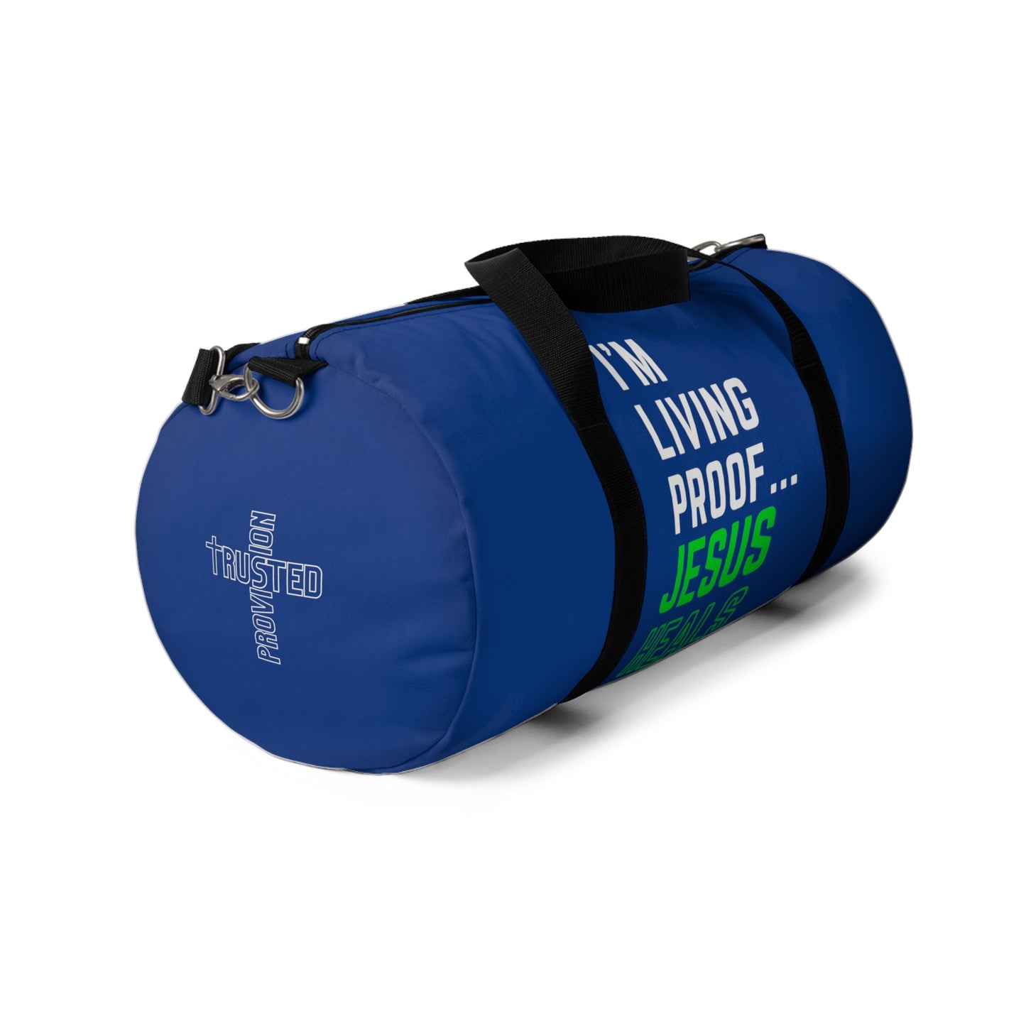 I'm living proof...Jesus Heals - Duffel Bag (dark blue/neon)