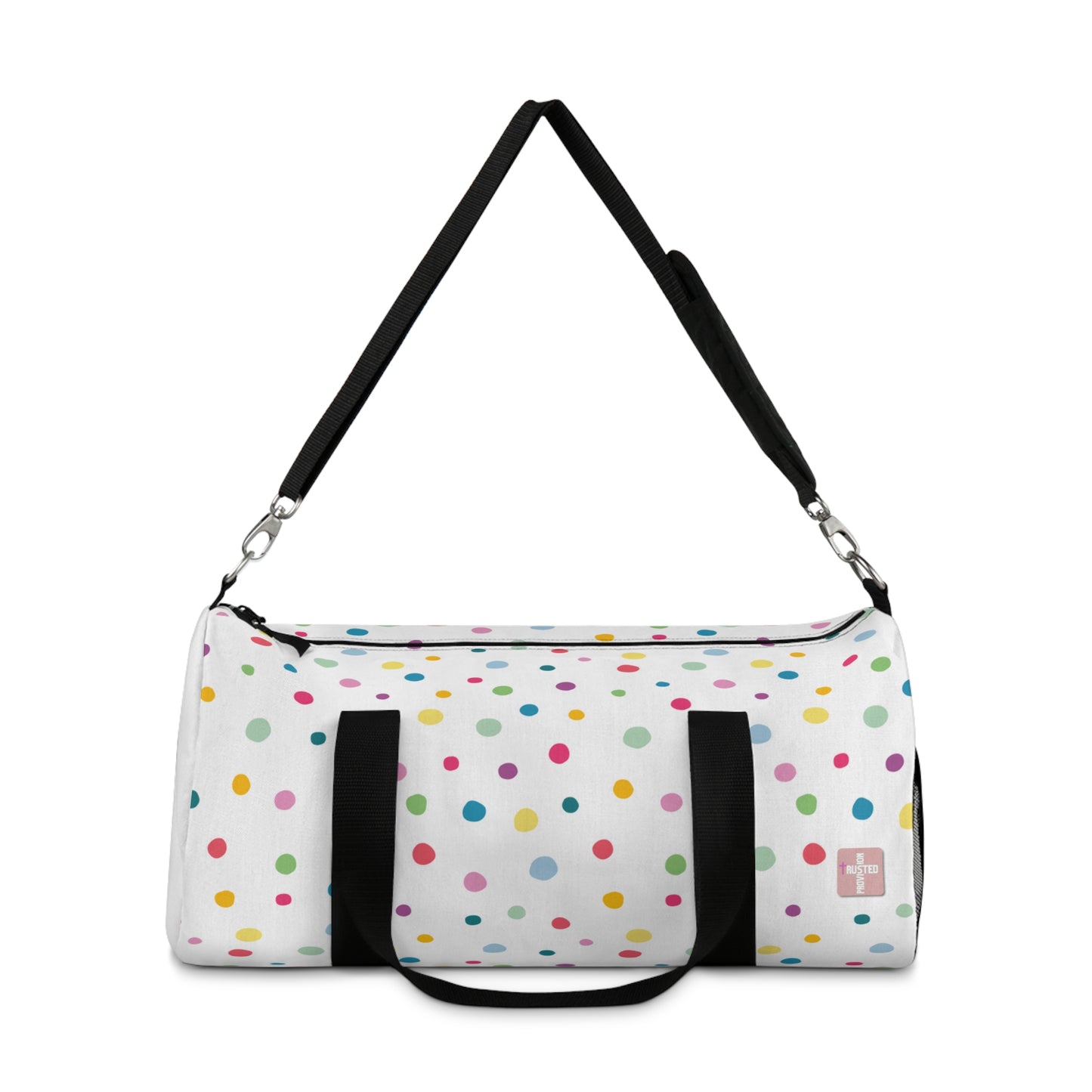 I am living proof...Jesus Heals- Duffel Bag (polka dots)