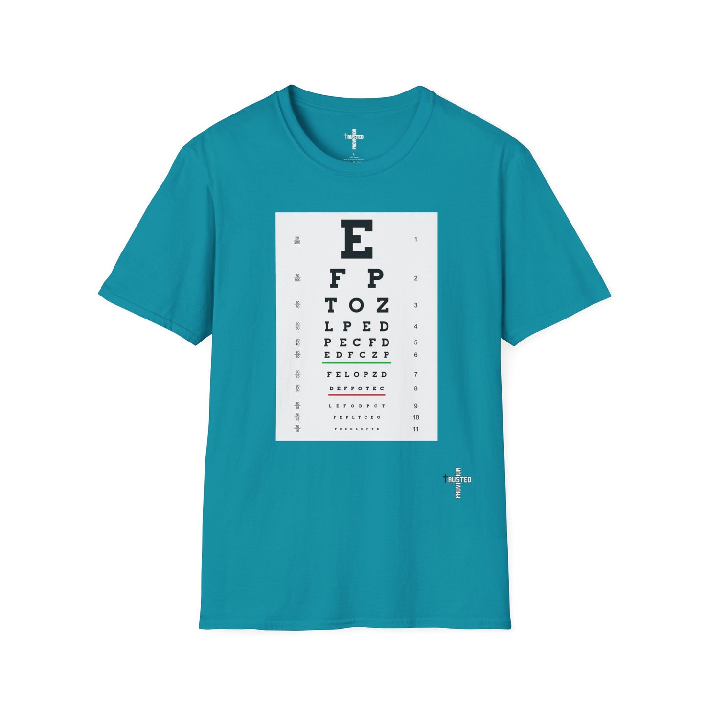 I will walk by FAITH- Unisex Softstyle T-Shirt (eye chart)