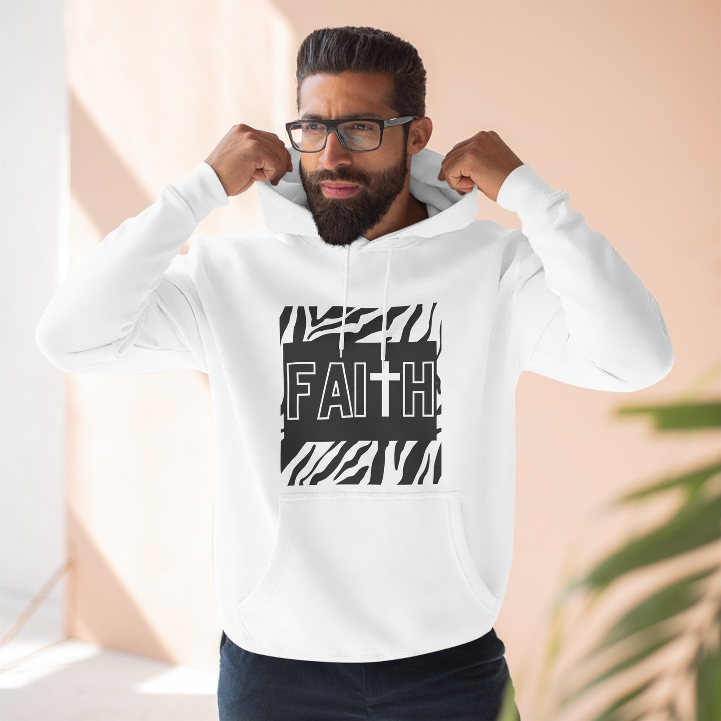 FAITH/Hebrews 11- Unisex Premium Pullover Hoodie (zebra)