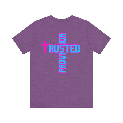 Trusted Provision- Unisex T-shirt (pink/blue logo)