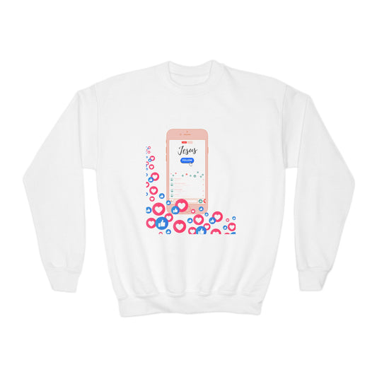 Follow Jesus- Youth Crewneck Sweatshirt (pink)