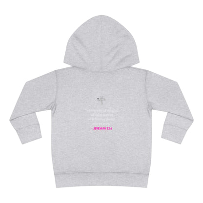 I'm living proof...Jesus Heals- Toddler Pullover Hoodie (pink letters)