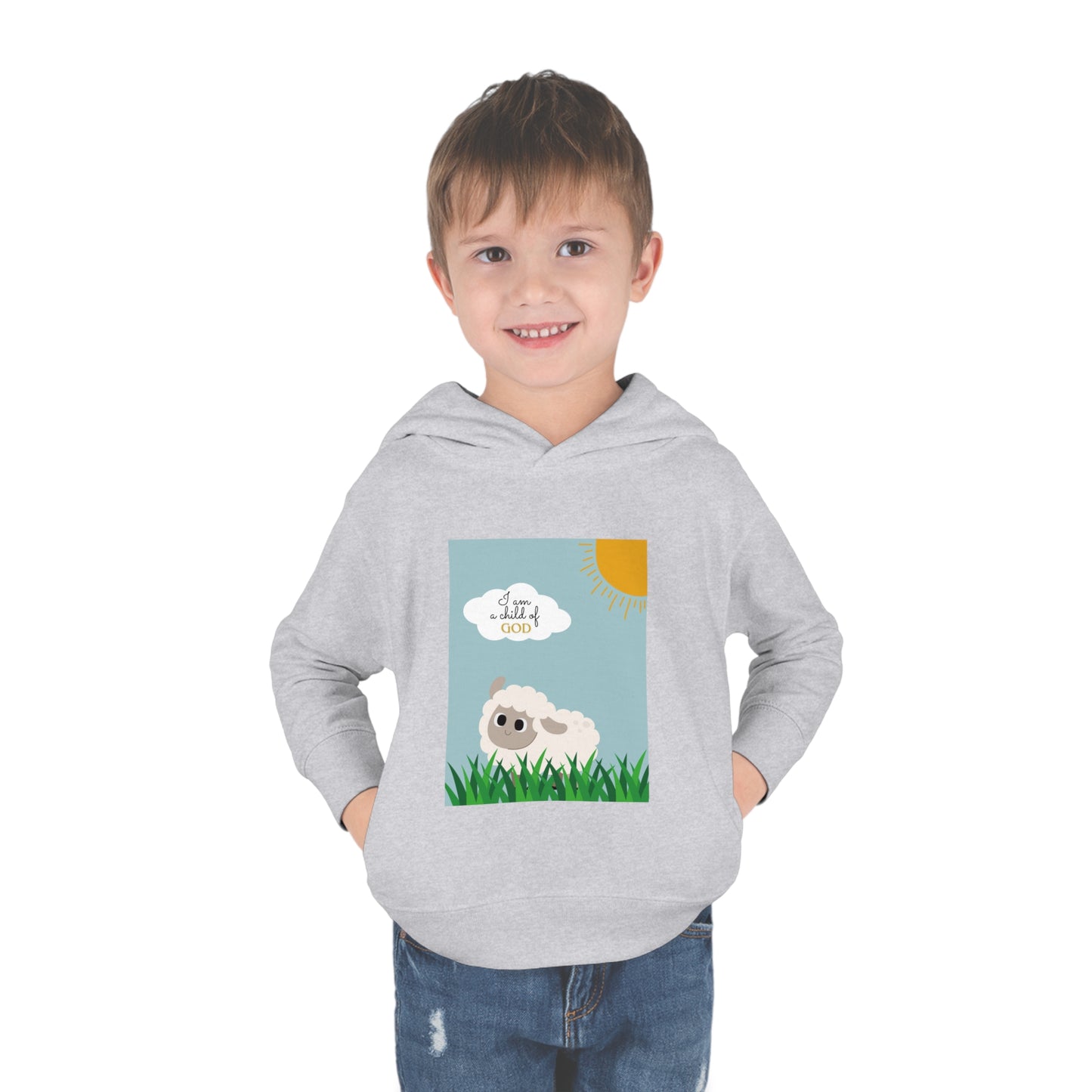 I am a child of God- Toddler Pullover Fleece Hoodie (adorable sheep)