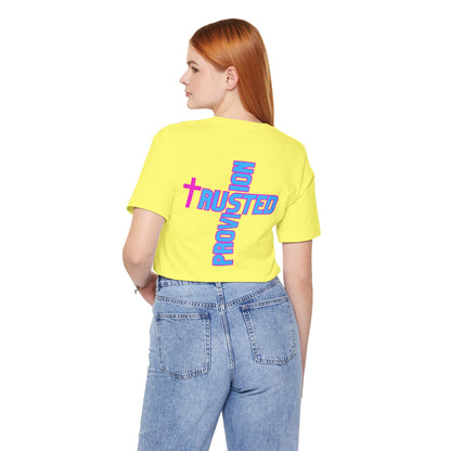 Trusted Provision- Unisex T-shirt (pink/blue logo)