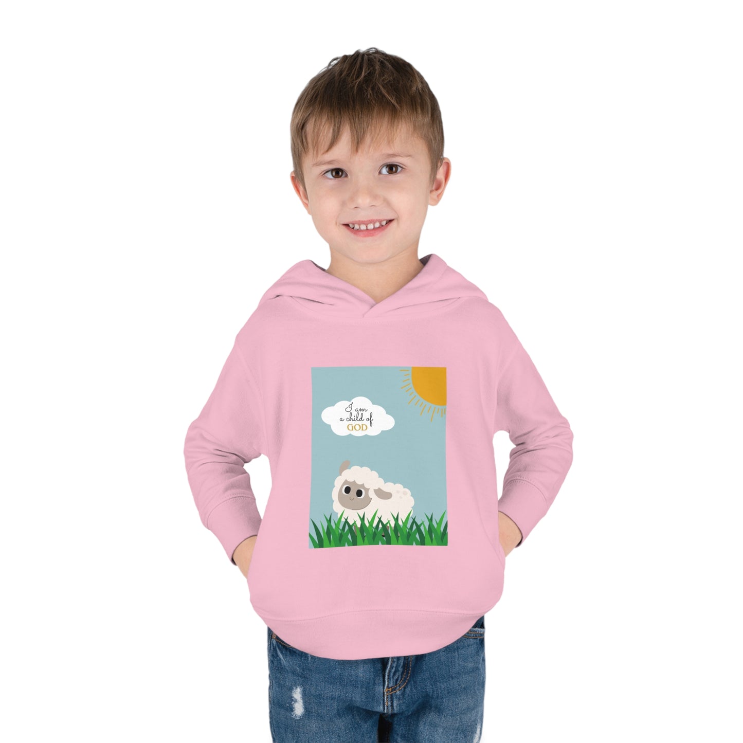 I am a child of God- Toddler Pullover Fleece Hoodie (adorable sheep)