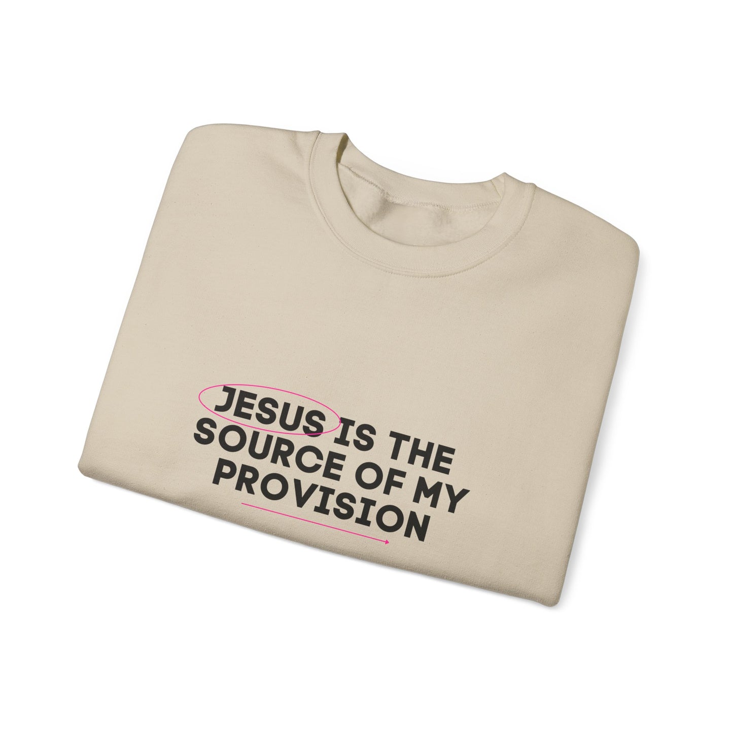 Christian Sweatshirt Jesus is the Source of my Provision Unisex Crewneck