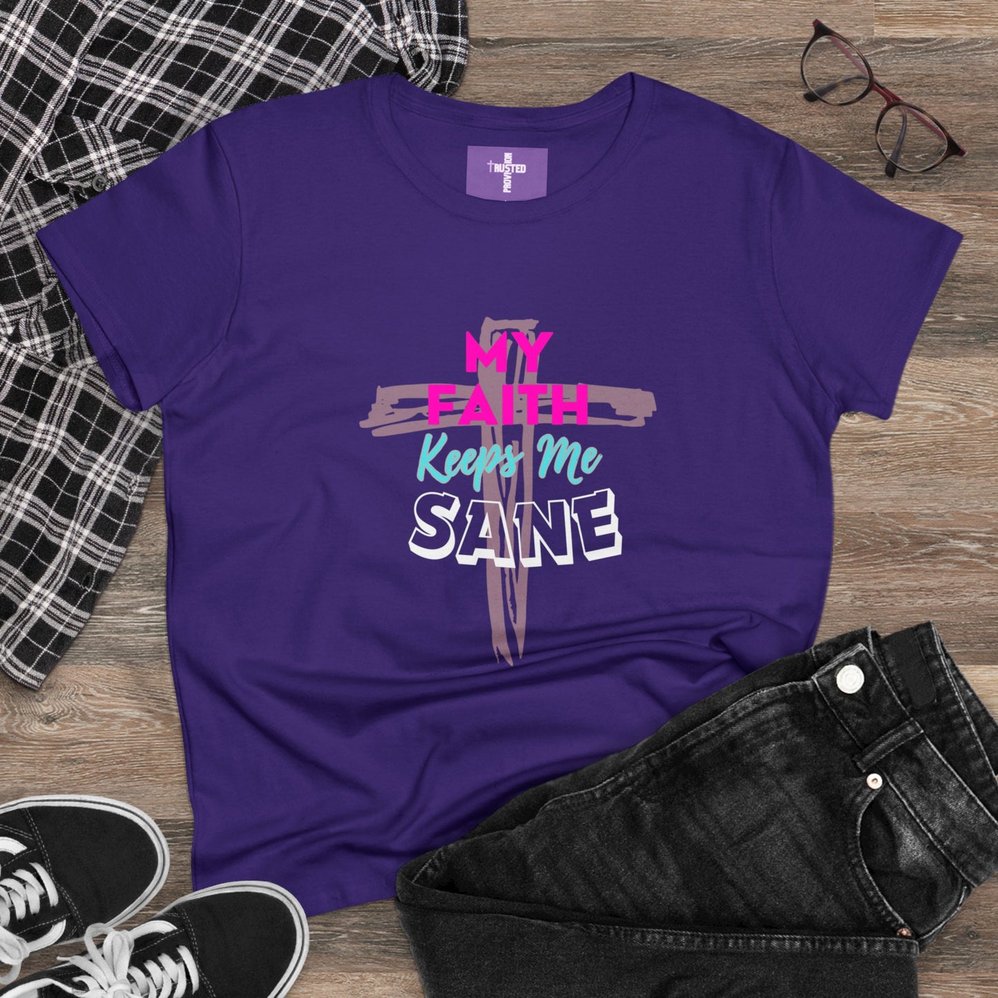 My Faith Keeps Me Sane-Women's Midweight Cotton Tee