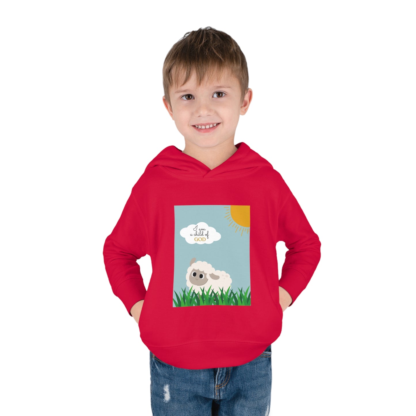 I am a child of God- Toddler Pullover Fleece Hoodie (adorable sheep)