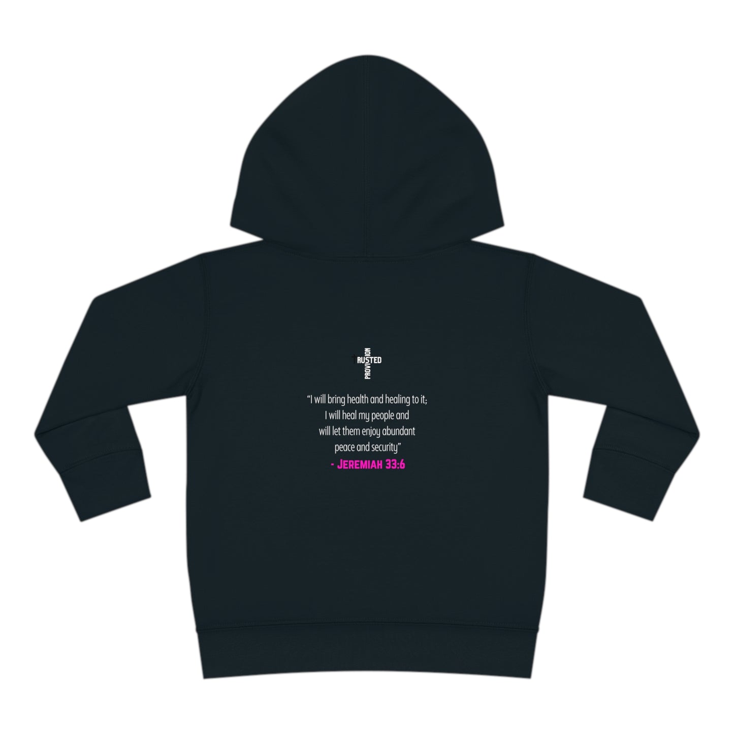 I'm living proof...Jesus Heals- Toddler Pullover Hoodie (pink letters)