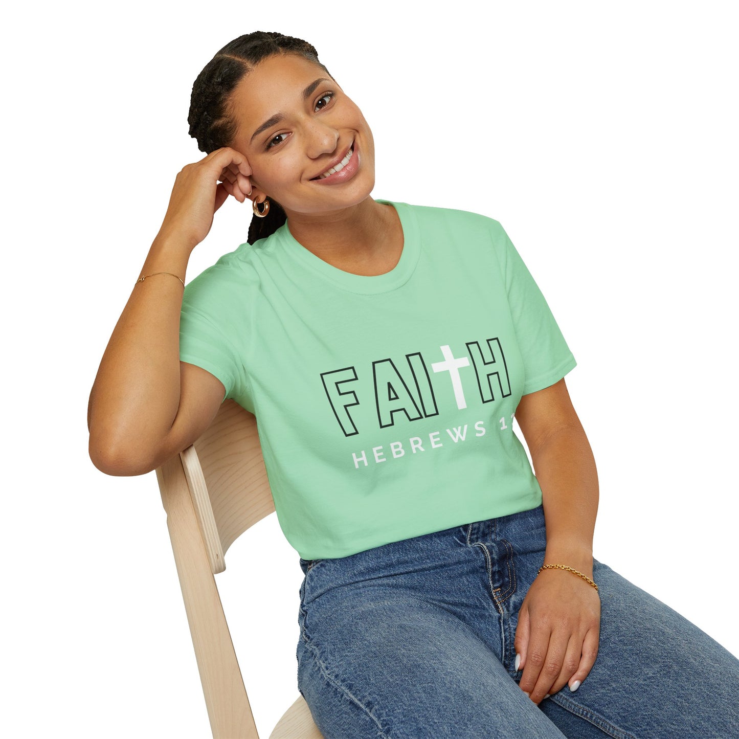 FAITH/HEBREWS 11- Unisex Softstyle T-Shirt (black & white)