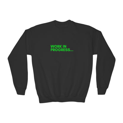Work in Progress- Youth Crewneck Sweatshirt (neon green)