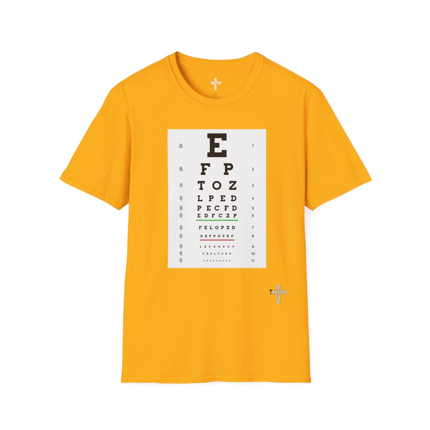 I will walk by FAITH- Unisex Softstyle T-Shirt (eye chart)