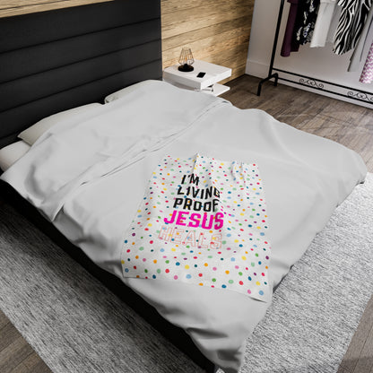 I am living proof...Jesus Heals- Plush Blanket (white)