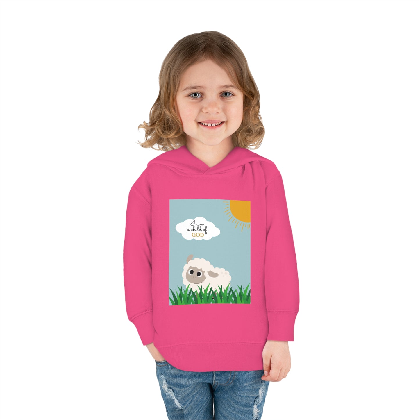 I am a child of God- Toddler Pullover Fleece Hoodie (adorable sheep)