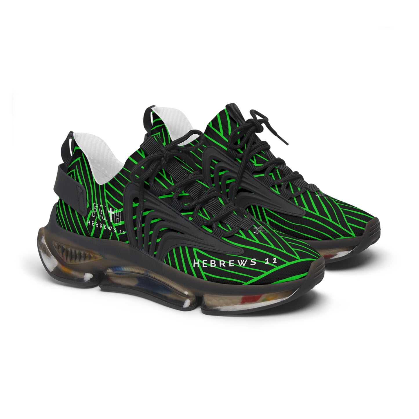 FAITH/Hebrews 11- Women's Sneakers (green lines)