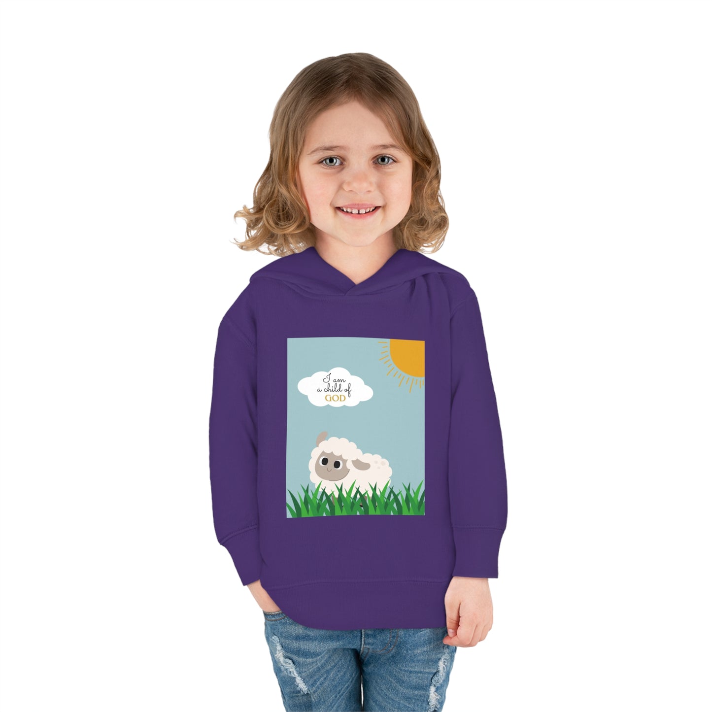 I am a child of God- Toddler Pullover Fleece Hoodie (adorable sheep)