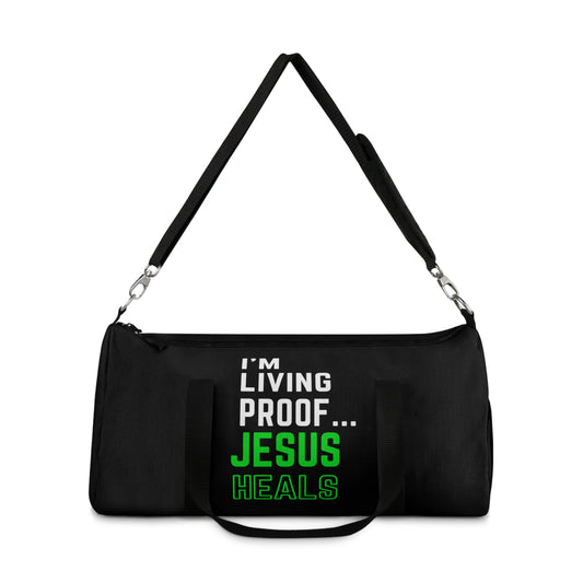 I'm living proof...Jesus Heals - Duffel Bag (black/neon)