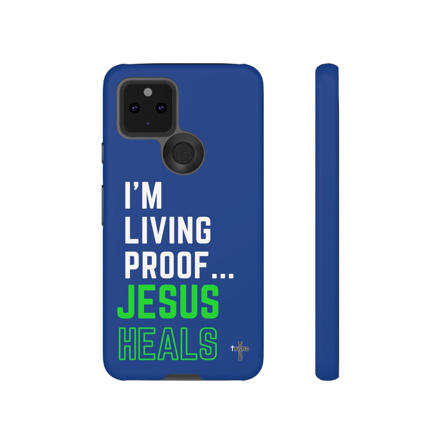 I'm living proof...Jesus Heals- Tough Case (blue & neon)