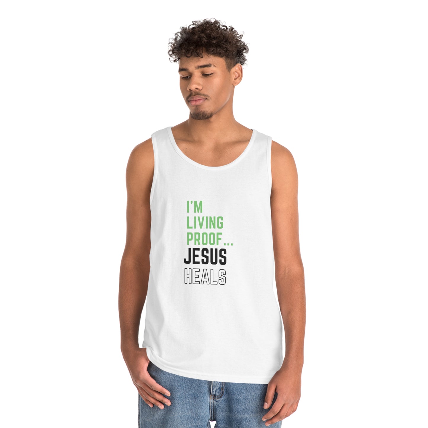 I'm living proof...Jesus Heals- Men's Tank Top