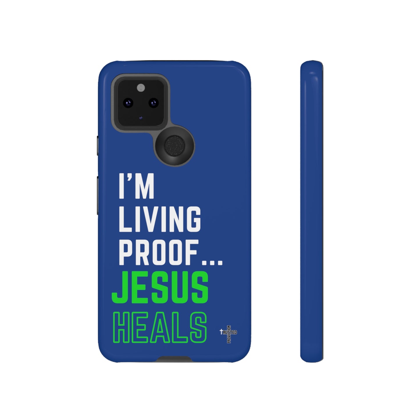 I'm living proof...Jesus Heals- Tough Case (blue & neon)