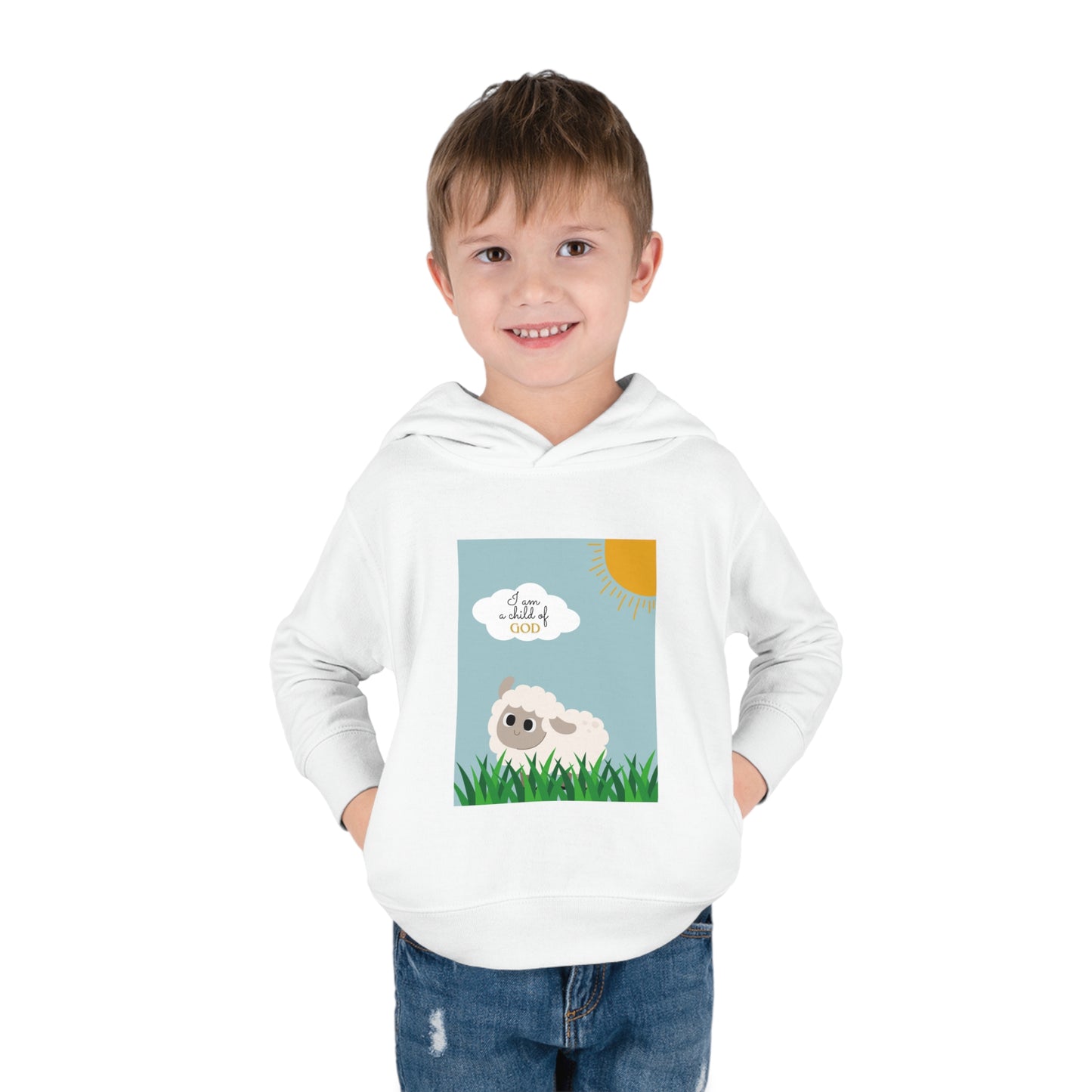 I am a child of God- Toddler Pullover Fleece Hoodie (adorable sheep)