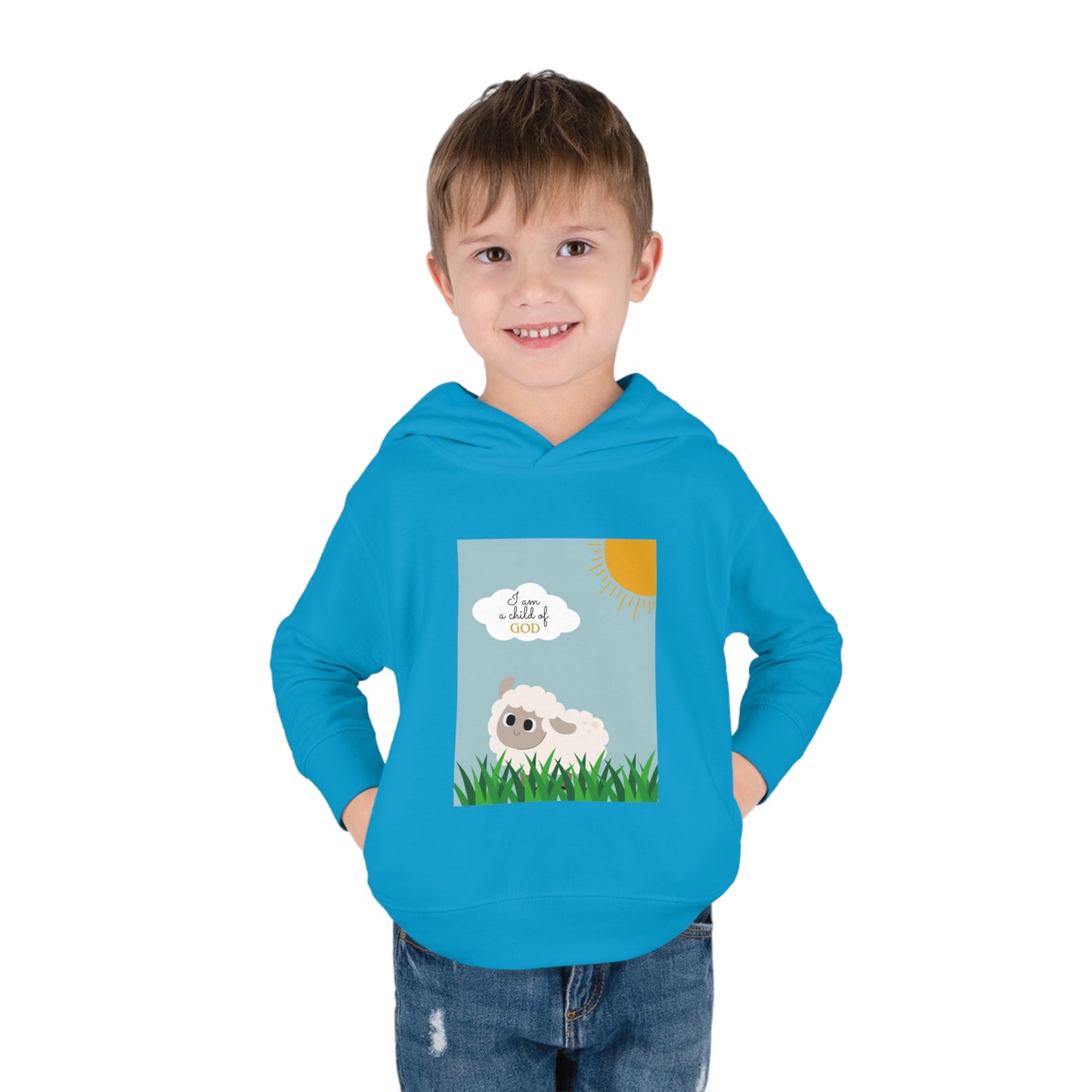 I am a child of God- Toddler Pullover Fleece Hoodie (adorable sheep)