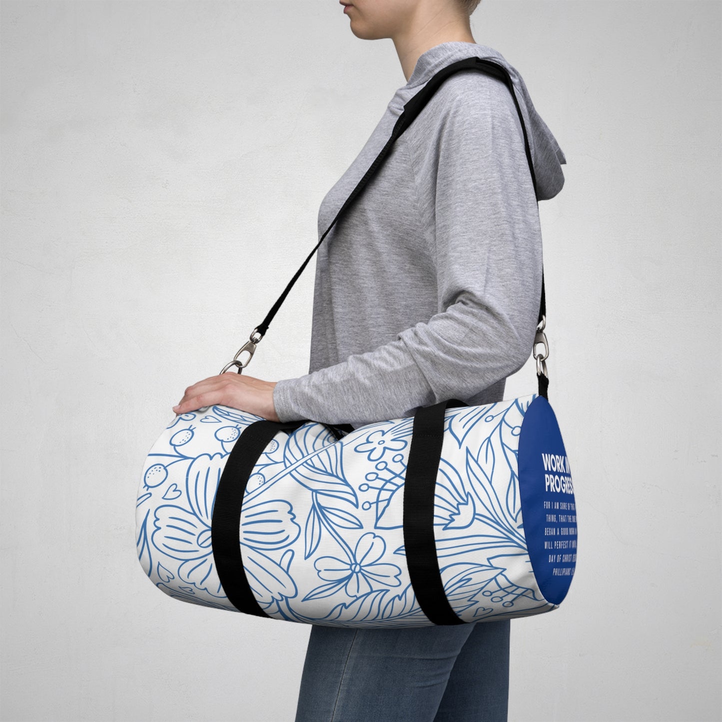 Work in Progress... - Duffel Bag (blue lillies)