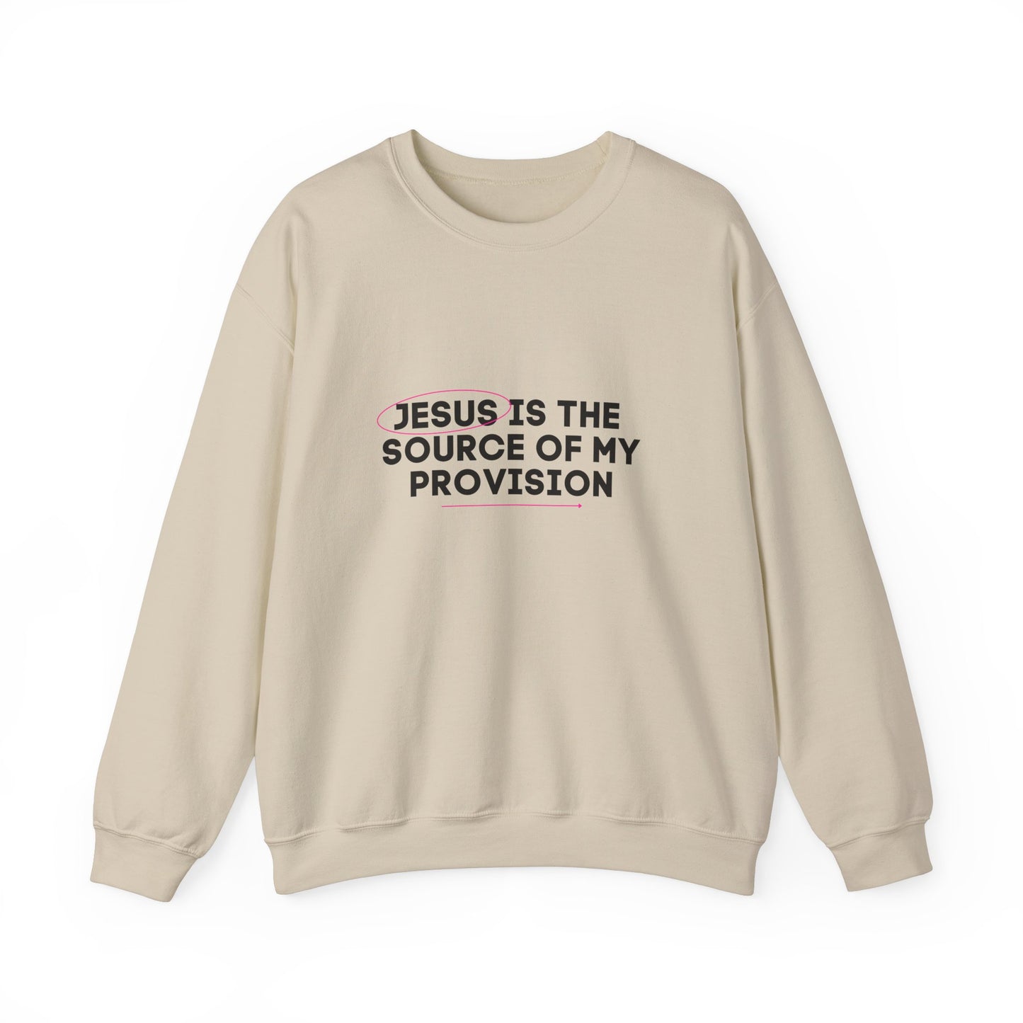 Christian Sweatshirt Jesus is the Source of my Provision Unisex Crewneck