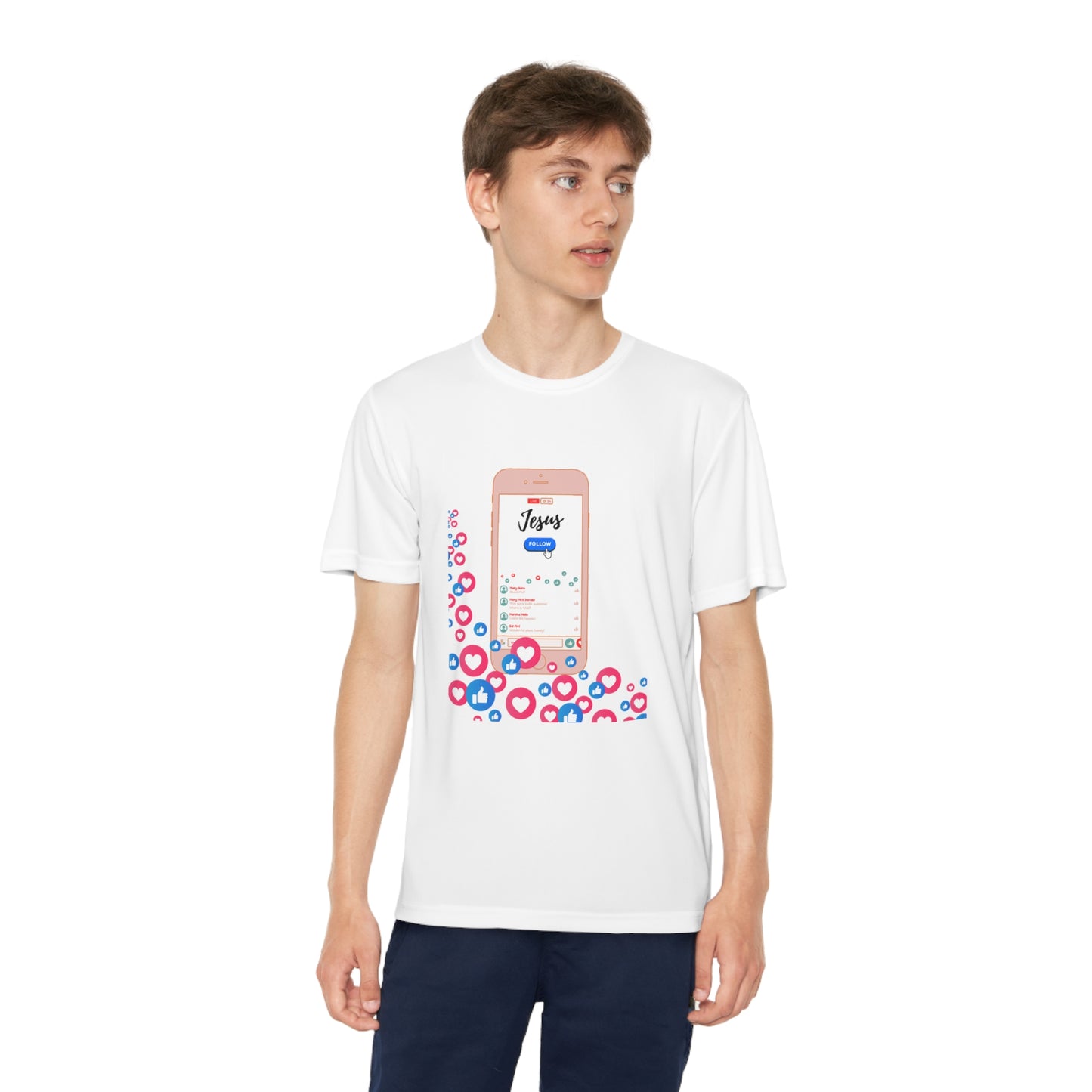 Follow Jesus- Youth Competitor Tee (pink)