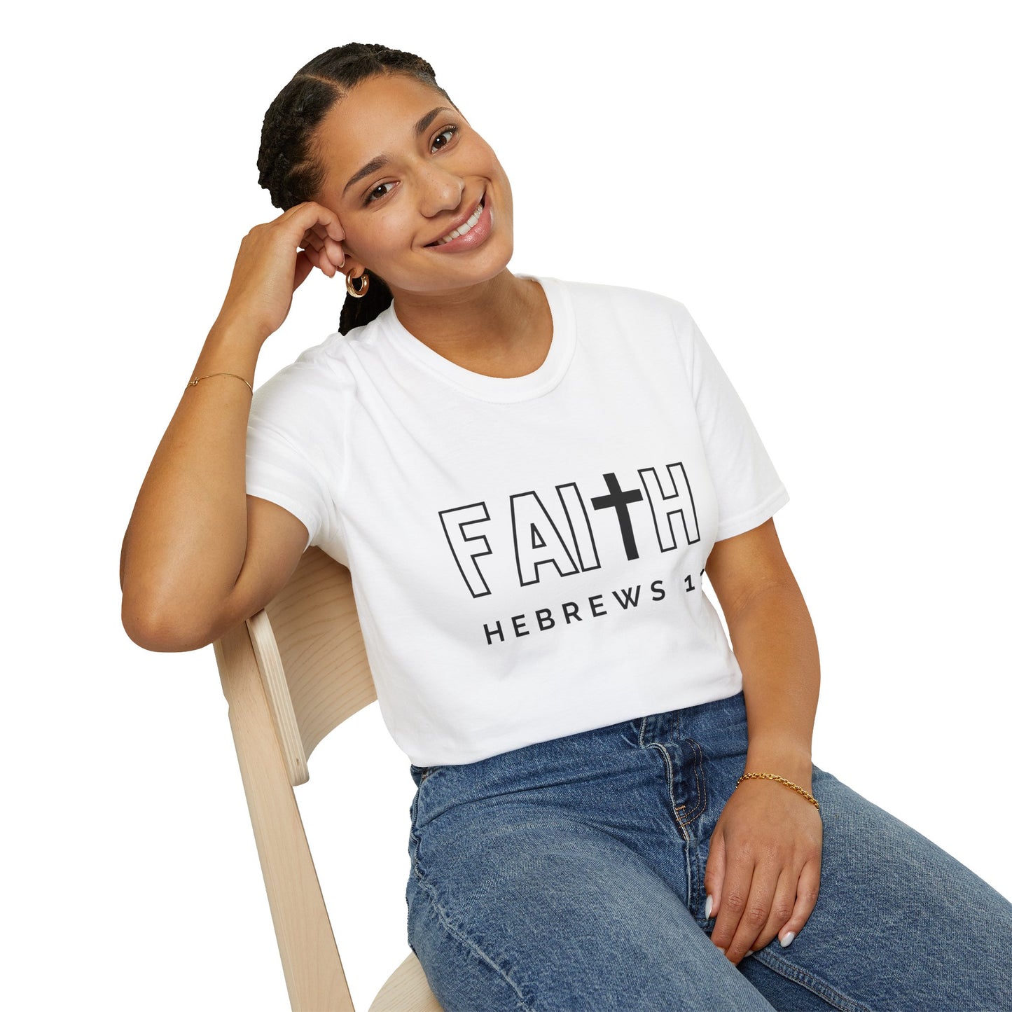 FAITH/HEBREWS 11- Unisex Softstyle T-Shirt (black & white)