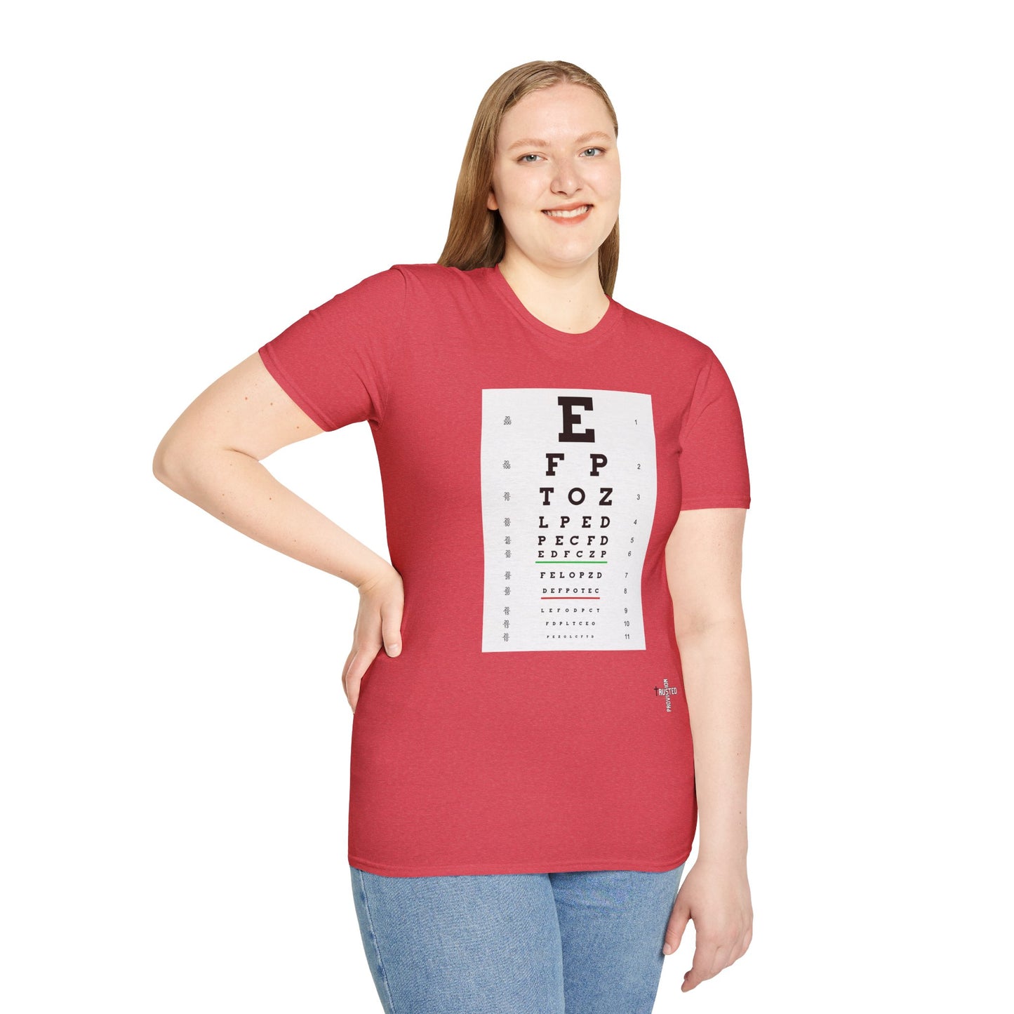 I will walk by FAITH- Unisex Softstyle T-Shirt (eye chart)