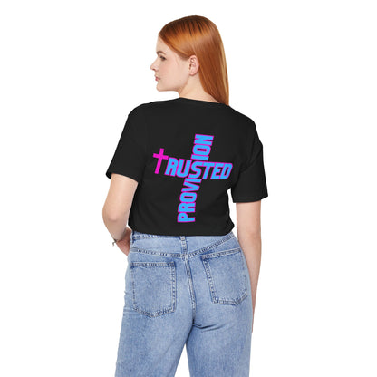Trusted Provision- Unisex T-shirt (pink/blue logo)
