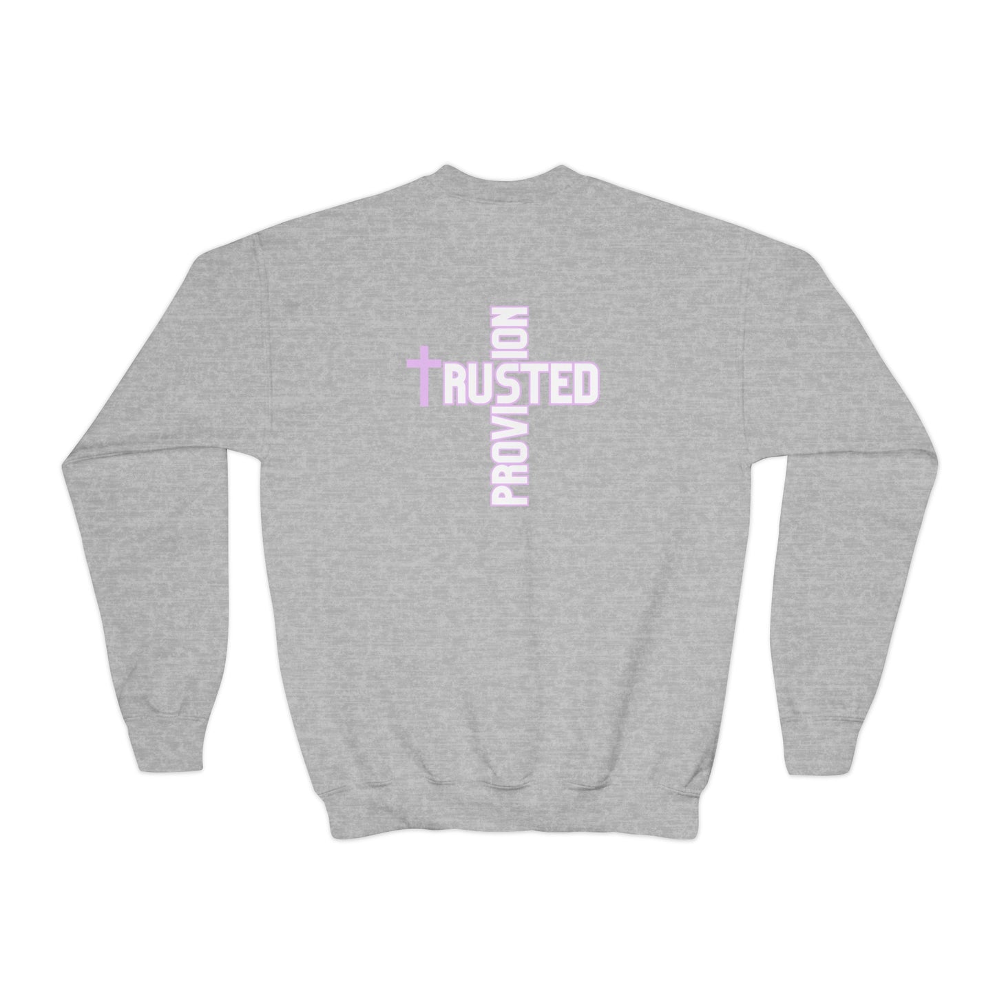 FAITH/Hebrews 11- Youth Crewneck Sweatshirt (lilac letters)