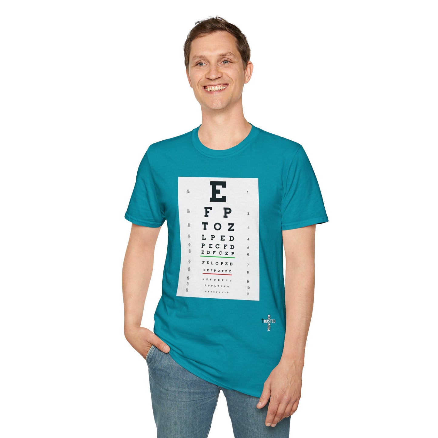 I will walk by FAITH- Unisex Softstyle T-Shirt (eye chart)